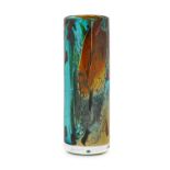 Peter Layton (b.1937) Lagoon Glass Vase, cylindrical form, signed, 21.5cm highIn good order. No