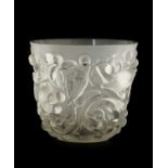A Lalique Clear and Frosted Avallon Glass Vase, designed in 1927, moulded with six birds in