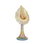 An Art Nouveau Steuben Aurene Iridescent Glass Jack-in-the-Pulpit Vase, signed aurene 130?, 18cm