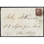 Great Britain Penny Red from Black Plate on Cover