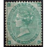 Great Britain Small Letters 1/- Green Watermark Variety