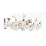 A Collection of Assorted Silver-Mounted Cut-Glass Scent-Bottles, variously decorated, two with