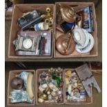 A group of miscellaneous items to include a French mantel timepiece in ornate metal case, a 19th