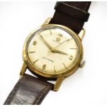 A 9 carat gold centre seconds wristwatch, signed Omega, Seamaster, (calibre 520) manual wound