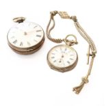 A silver verge pocket watch, movement signed Jas Gowans, East Linton, inner silver case hallmarked