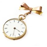 A lady's fob watch with case stamped 18K