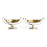 A Pair of George III Silver Salt-Cellars, by Peter Podio, London, 1802, each oval and on a