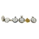 A silver half hunter pocket watch signed Waltham, silver open faced pocket watch retailed by T.