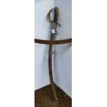 A Copy of a Continental Cavalry Sword, with brass three bar hilt, wire bound leather grip and
