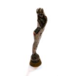 A Silver Plate Figural Hand-Seal, the handle cast as a female nude, the brass seal carved with
