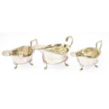 A Pair of George V Silver Sauceboats, Maker's Mark JS&S, Birmingham, 1934, each faceted oval and