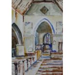 E.H. Brown (20th century) "Lesbury Church" signed and dated 1934, watercolour, together with a mixed