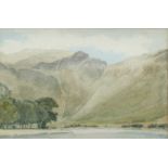 Michael Webb (1934-2009) Extensive landscape, likely Buttermere Signed, watercolour, 18.5cm by 28cm