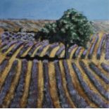 Lydia Bauman (Contemporary)"Tree in Lavender Field"Signed verso, inscribed and dated 2001 verso,