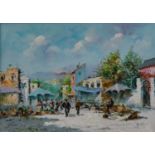 Antonio Devity (1901-1993) Mediterranean Market Scene,Signed, Oil on canvas, 49.5cm by 70cm