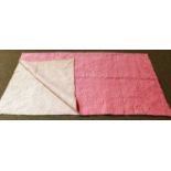 Late 19th-century pink cotton and cream whole cloth quilt230cm by 210cm, a couple of brown stains to
