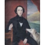 British School (19th Century) Portrait of a gentleman, seated with his hound; together with a