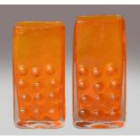 Two Whitefriars glass vases by Geoffrey Baxter, textured Range Rectangular or Mobile Phone Glass