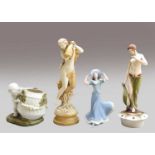 Royal Dux morning dew figure, a Royal Dux Art Deco figure - model 3030, a further Royal Dux figure