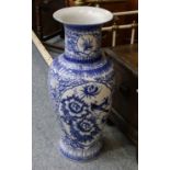 A modern pair of Chinese blue and white porcelain floor vases of baluster form, painted with