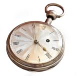 A silver quarter repeating verge pocket watch, 1831The case with surfaces scratches, the case back