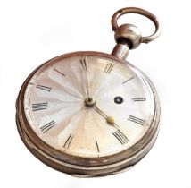 A silver quarter repeating verge pocket watch, 1831The case with surfaces scratches, the case back