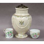 A Wedgewood creamware baluster vase, 18th Century, moulded with ribbon tied husk swags and