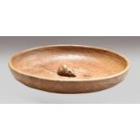 A Robert Mouseman Thompson of Kilburn, Yorkshire oak fruit bowl, with carved mouse signature, 32cm