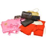 Assorted 20th Century Costume and Accessories, comprising two similar handbags in black and brown