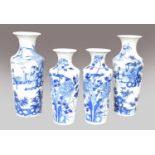 A pair of Chinese blue and white vases, Kangxi marks but 19th century, painted in underglaze blue
