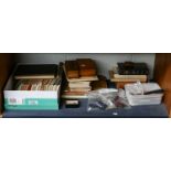 Stamps, coins, cigarette card albums, fountain pens, books, etc