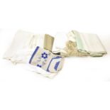 Assorted 20th Century White Linen and Textiles, comprising bed covers with embroidery, damask and