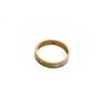 A 9 carat gold band ring, inset with five diamonds, finger size K1/2Gross weight 2.8 grams.