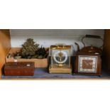 A selection of metal wares including an Indian peacock decorated box, a Victorian desk letter