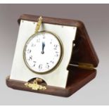 A travelling quarter repeating timepiece, circa 1920, (later outer case)Later outer wooden case,