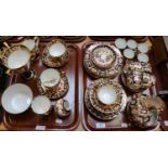 A Royal Crown Derby old Imari pattern tyg, two similar vases, a moustache cup and saucer and