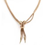 A 9 carat gold fancy link necklace, length 43.5cmGross weight 15.4 grams.