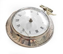 A silver repousse verge pocket watch, signed Josephson, London, 1789, (later outer case)Outer case