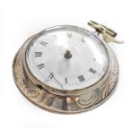 A silver repousse verge pocket watch, signed Josephson, London, 1789, (later outer case)Outer case