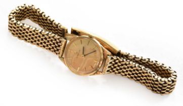 A lady's 9 carat gold wristwatch, signed Omega, with Omega red boxWatch winding smoothly and in