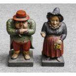 A pair of painted plaster figures, probably German, late 19th century, 51cm high