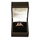 A 9 carat gold amethyst and diamond cluster ring, finger size QGross weight 3.2 grams.