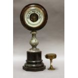 A late Victorian marble standing aneroid barometer (possibly Cornish) 41cm; together with a brass