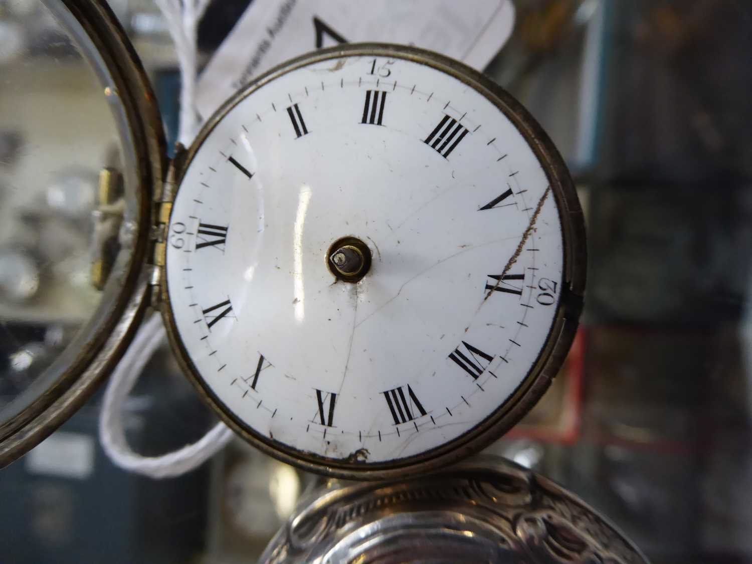 A silver repousse verge pocket watch, signed Josephson, London, 1789, (later outer case)Outer case - Image 6 of 8