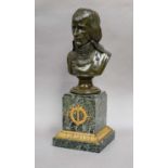 A French patinated portrait bust of young Napoleon, late 19th / early 20th century, raised on a