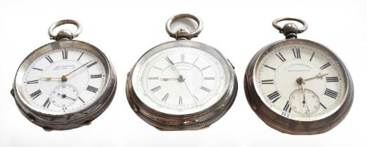 A silver chronograph pocketwatch another silver pocketwatch retailed by S. Lichtenstein Manchester