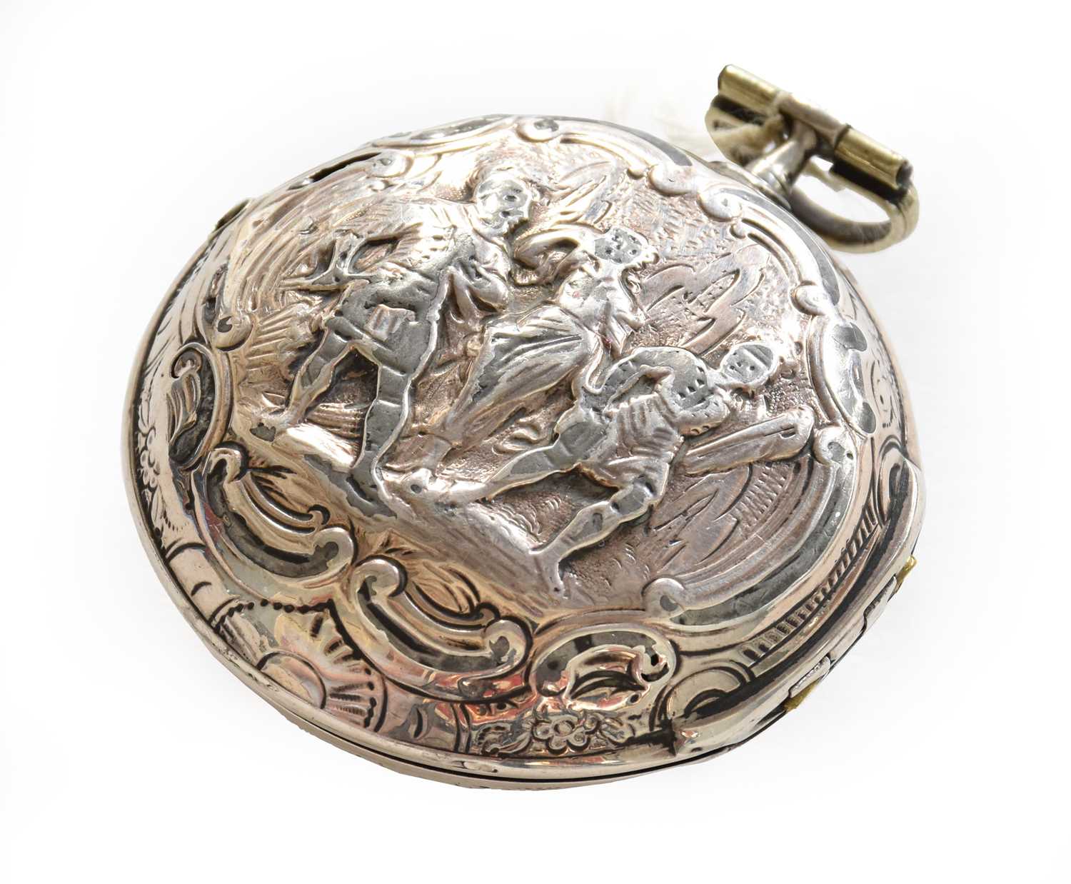 A silver repousse verge pocket watch, signed Josephson, London, 1789, (later outer case)Outer case - Image 2 of 8