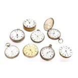 Four silver pocket watches, two silver plated pocket watches signed Tobias London and Cooper,