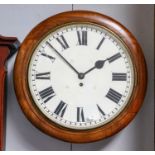 A mahogany 14" wall timepiece, early 20th century, single fusee movement, backplate stamped made