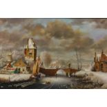 Pieter Cornelis Steenhouwer (1896-1972) Dutch Dutch wintery townscapeOil on canvas, signed, 60cm